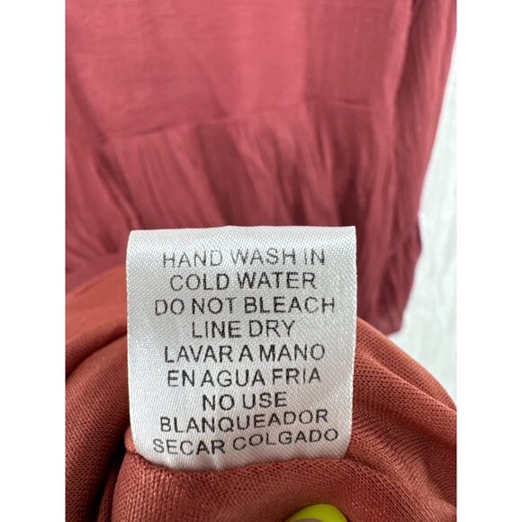 Entro Mini Dress S Brick Red Crochet Trim Boho Ruffled Babydoll Hippie Festival - Picture 6 of 11